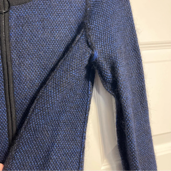 AKRIS Punto Women's Navy Blue Zip Up Jacket Mohair Blend Luxury Sweater Size 8 - Picture 7 of 16